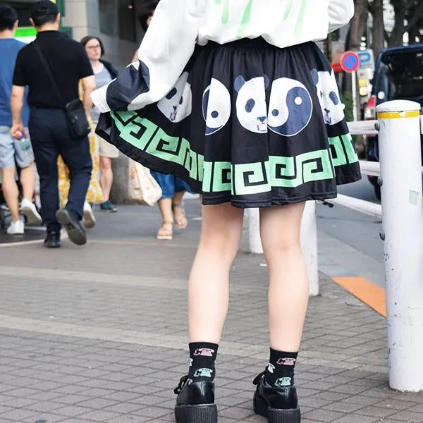 ACDC RAG Panda Yin Yang Flared Skirt