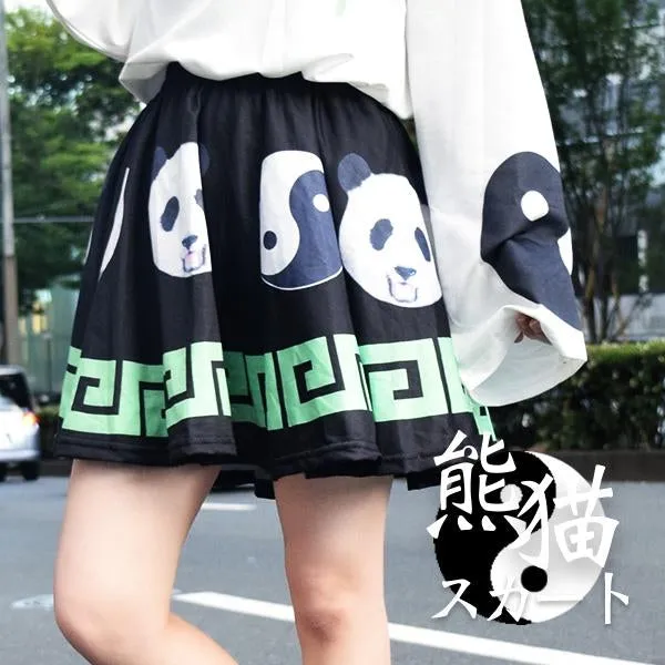 ACDC RAG Panda Yin Yang Flared Skirt