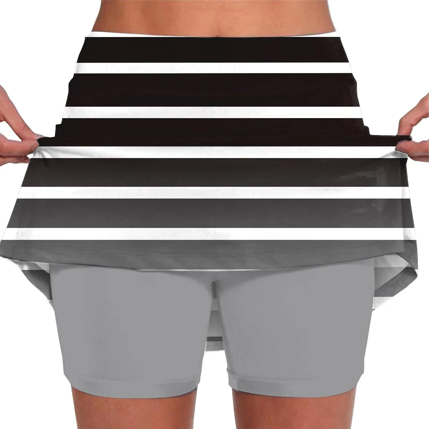 Athletic Skirt with Shorts Mid Waist Culottes Short Skirts Skinny Pants Elastic Yoga Skirt Women Athletic Skirt with