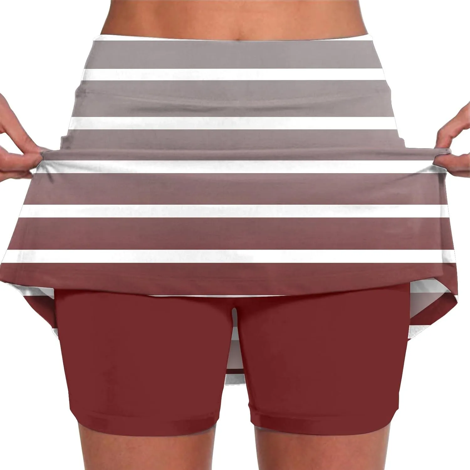Athletic Skirt with Shorts Mid Waist Culottes Short Skirts Skinny Pants Elastic Yoga Skirt Women Athletic Skirt with