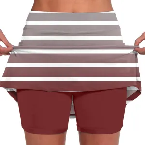 Athletic Skirt with Shorts Mid Waist Culottes Short Skirts Skinny Pants Elastic Yoga Skirt Women Athletic Skirt with