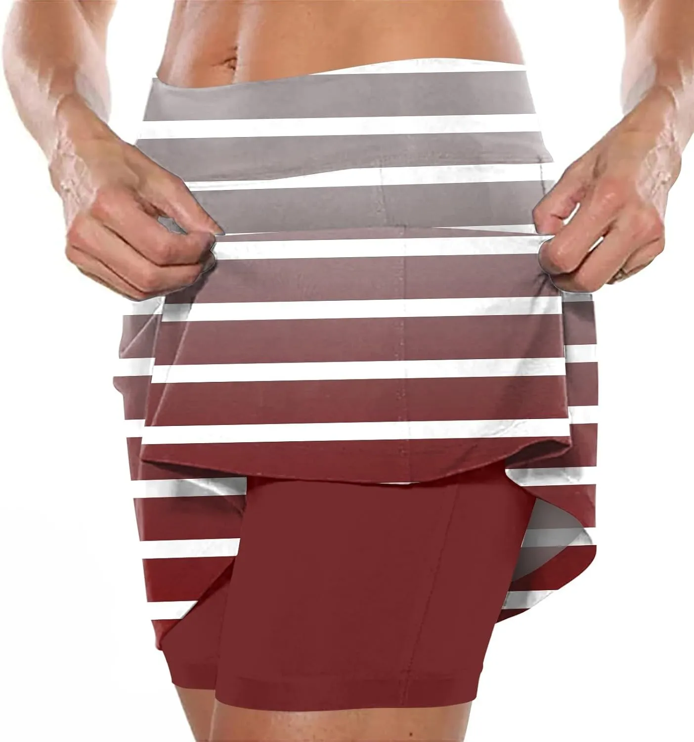 Athletic Skirt with Shorts Mid Waist Culottes Short Skirts Skinny Pants Elastic Yoga Skirt Women Athletic Skirt with