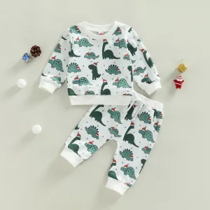 Baby Boy Girl 2Pcs Dinosaur Printed Clothing Set