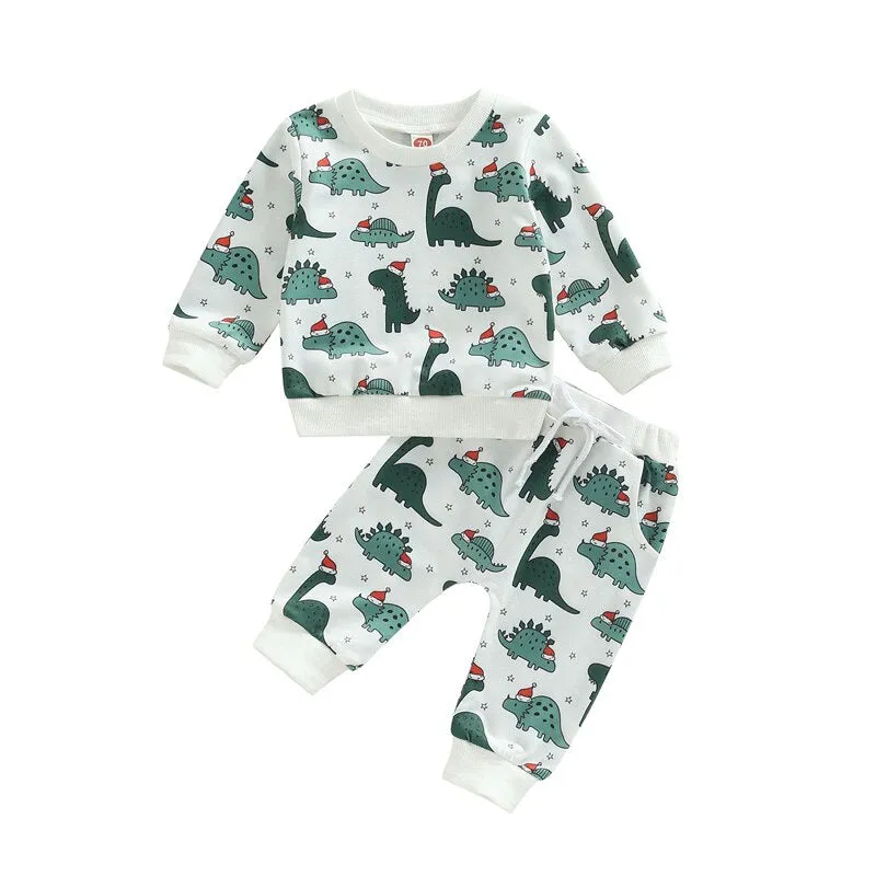 Baby Boy Girl 2Pcs Dinosaur Printed Clothing Set