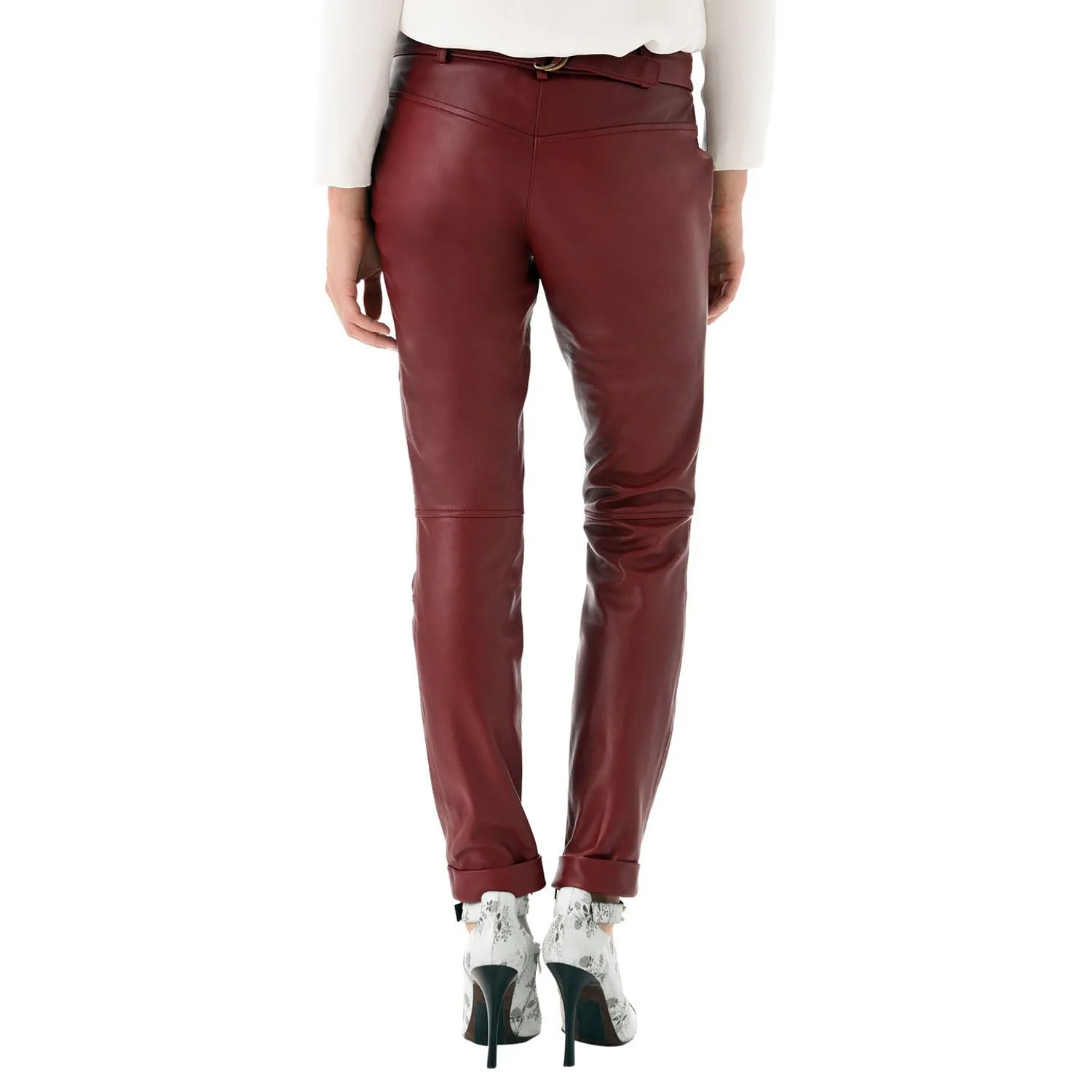 Cherry leather pants with belt (style #15)