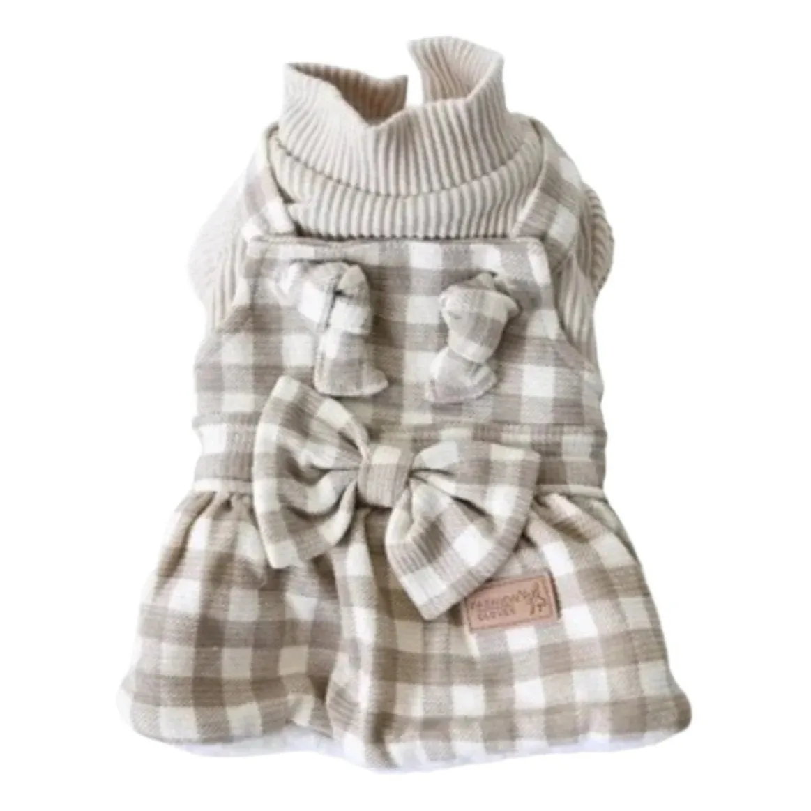 cute fleece check dress