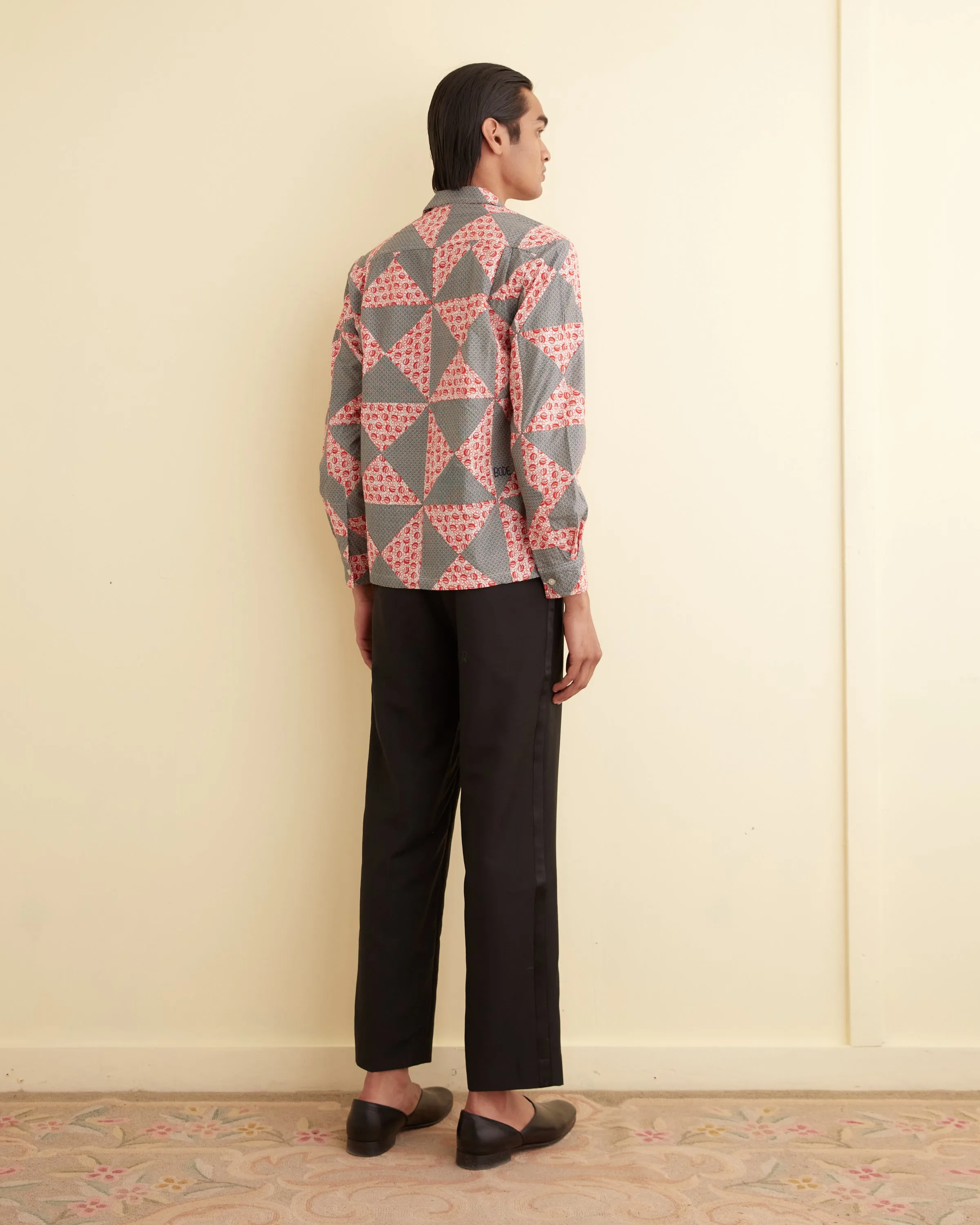 Deco Puzzle Patchwork Long Sleeve Shirt