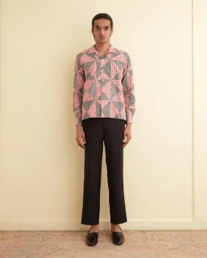 Deco Puzzle Patchwork Long Sleeve Shirt