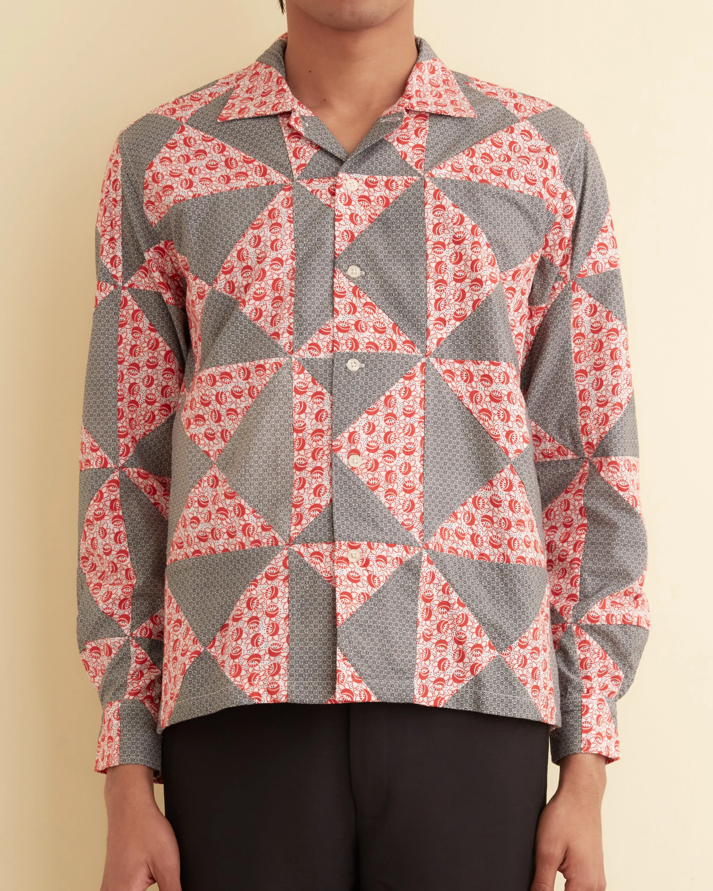 Deco Puzzle Patchwork Long Sleeve Shirt