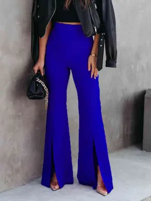 Elegant Front Slit Wide-Leg Pants