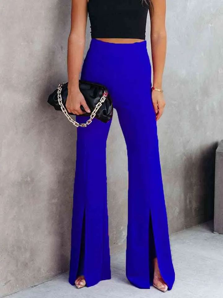 Elegant Front Slit Wide-Leg Pants