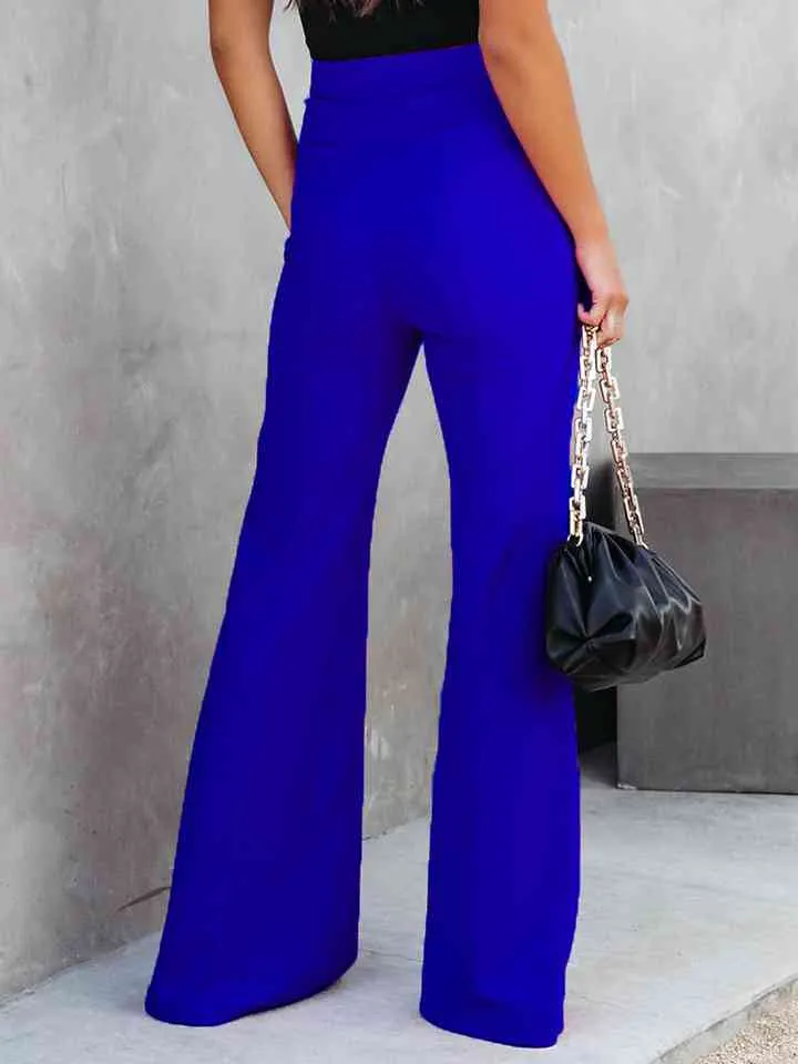 Elegant Front Slit Wide-Leg Pants
