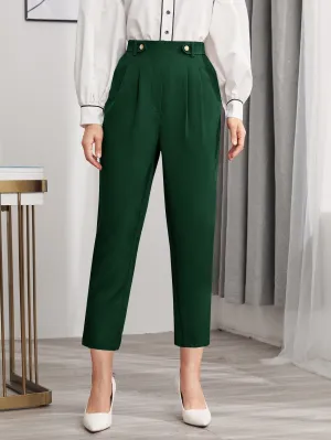 Elegant Plain Zipper High Waist Capris Women Pants