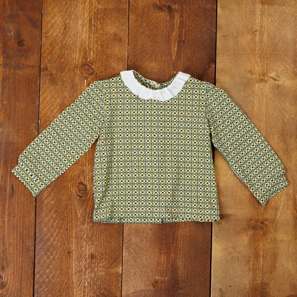 Ethel Girl's Blouse - Green Check