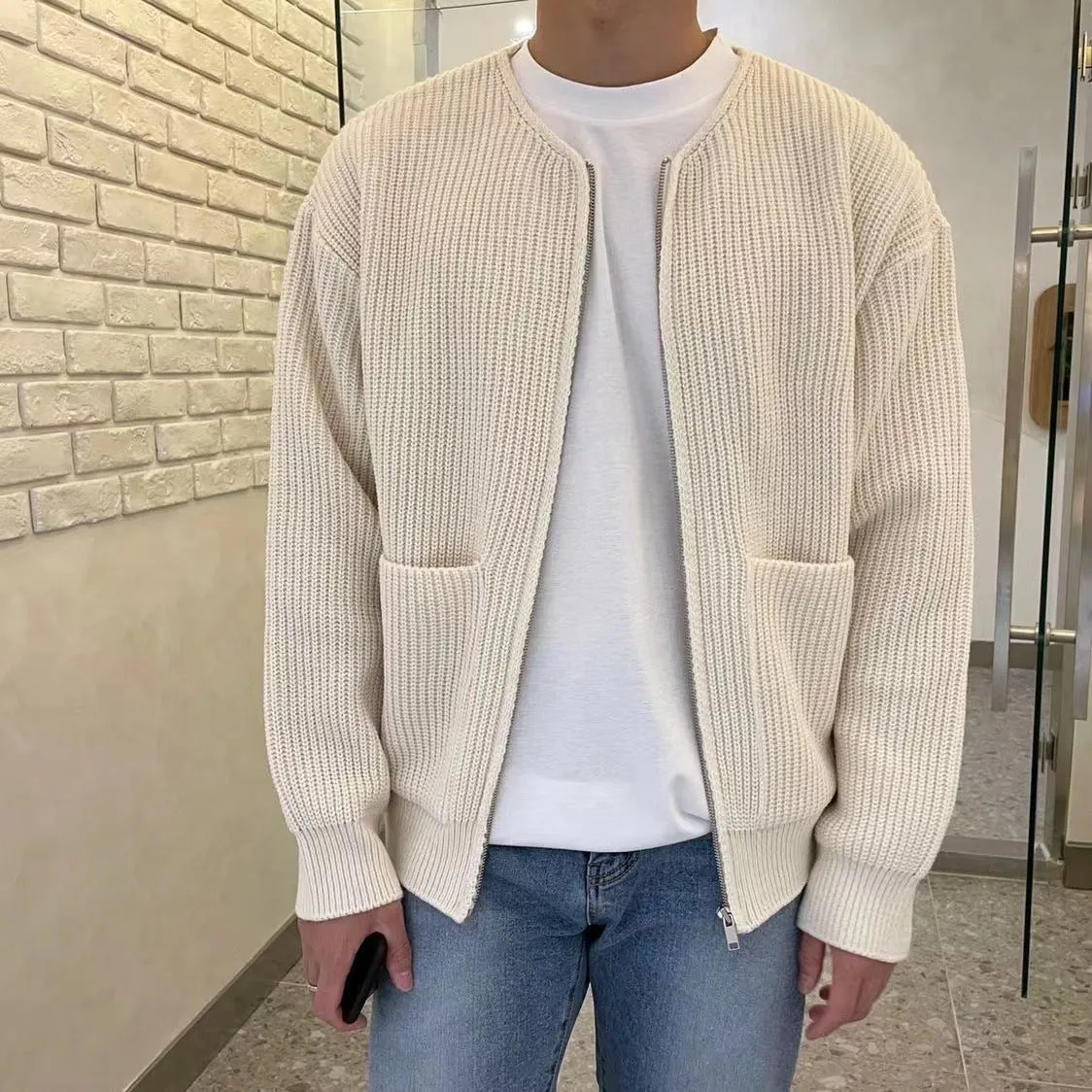 Fashion Trendy Knitted Cardigan Men's Sweater
