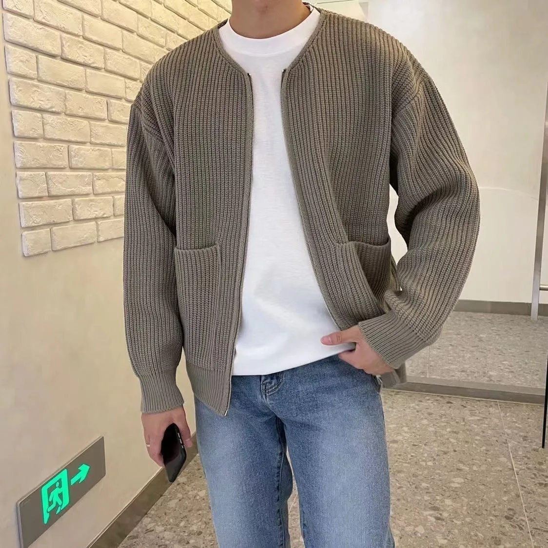 Fashion Trendy Knitted Cardigan Men's Sweater