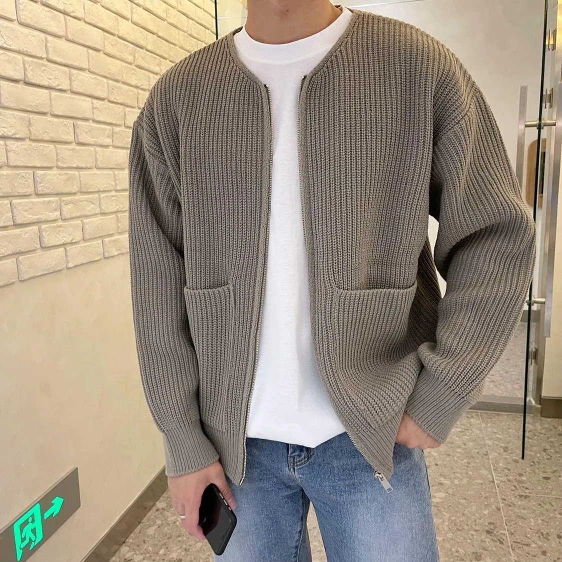 Fashion Trendy Knitted Cardigan Men's Sweater