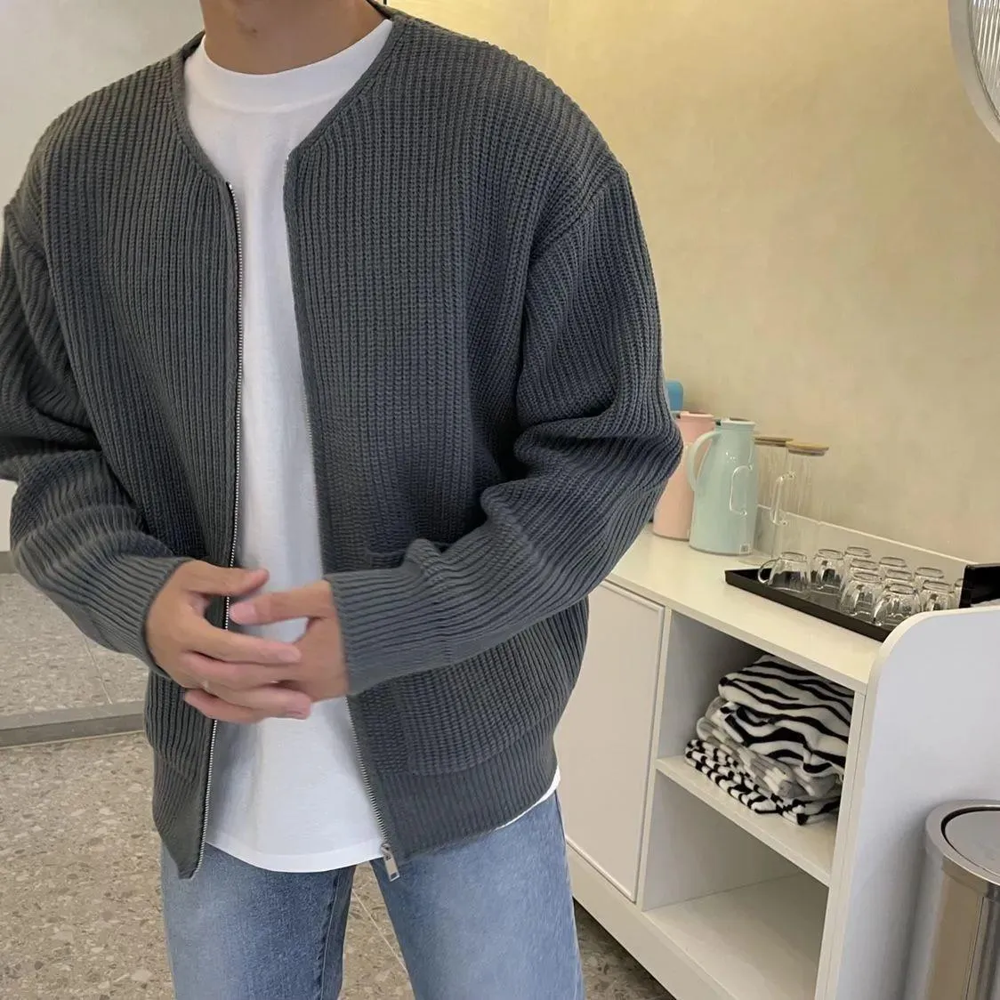 Fashion Trendy Knitted Cardigan Men's Sweater