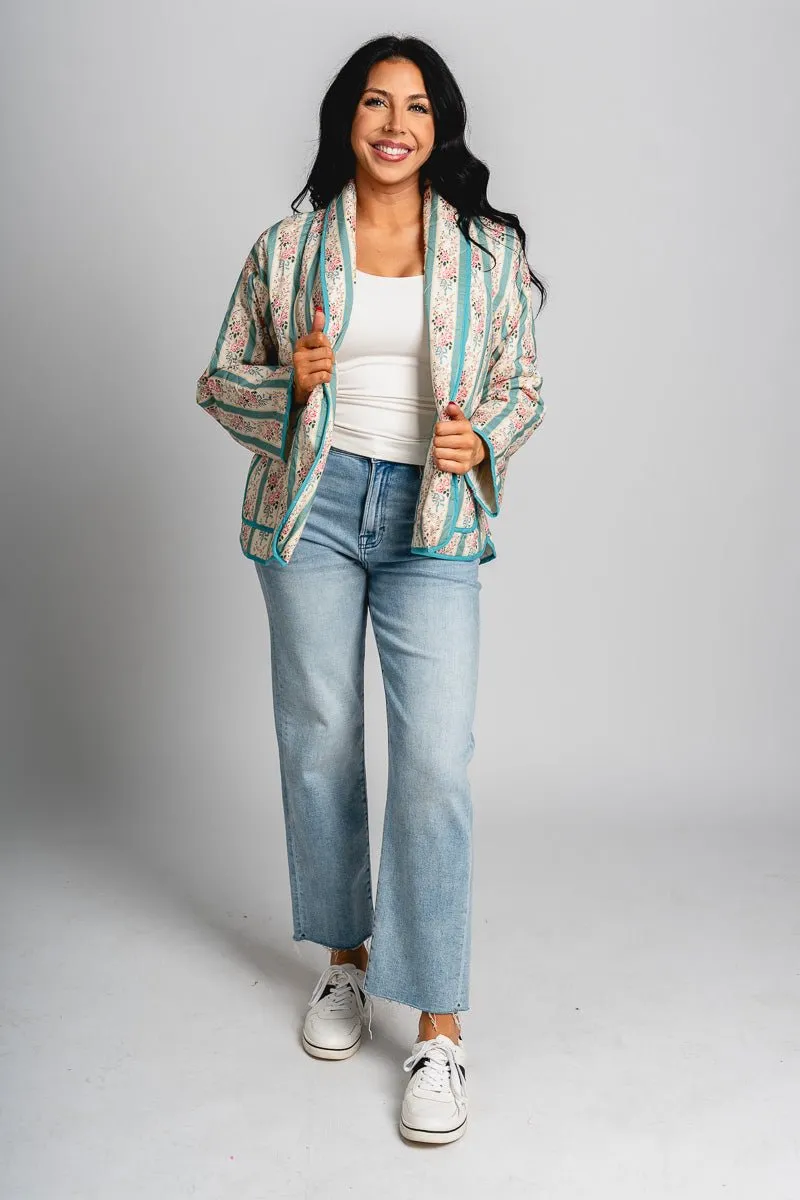 Floral quilted jacket seafoam