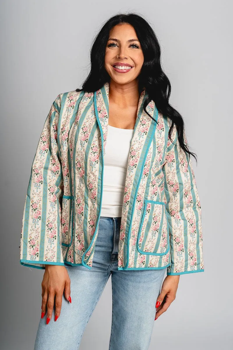 Floral quilted jacket seafoam