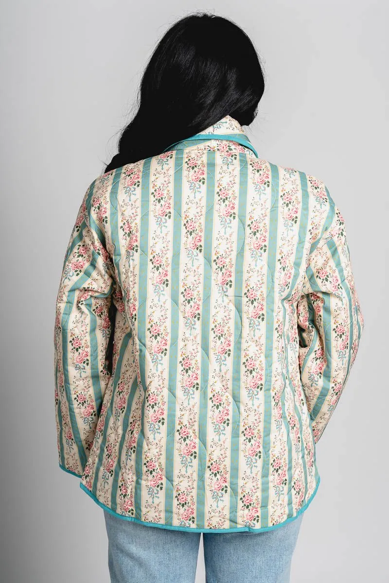 Floral quilted jacket seafoam