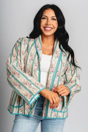 Floral quilted jacket seafoam