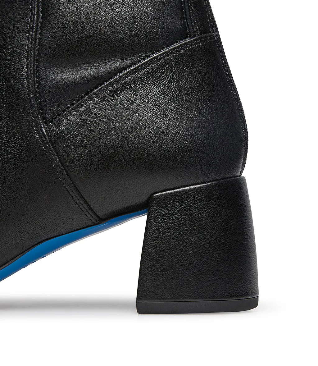Flower decorated black nappa leather ankle boots