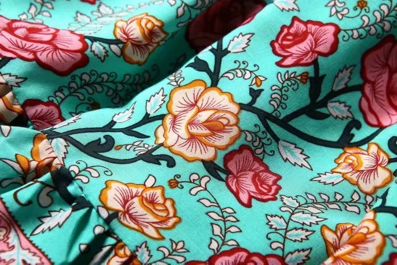 Gardenia Floral Print Bohemian Maxi Dresses