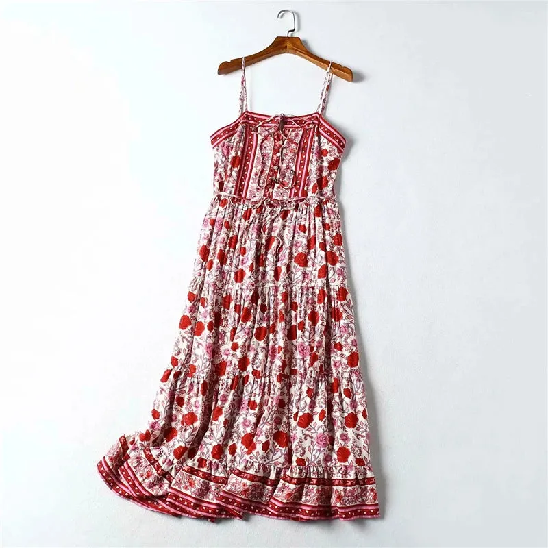 Gardenia Floral Print Bohemian Maxi Dresses
