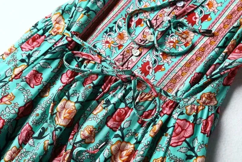 Gardenia Floral Print Bohemian Maxi Dresses