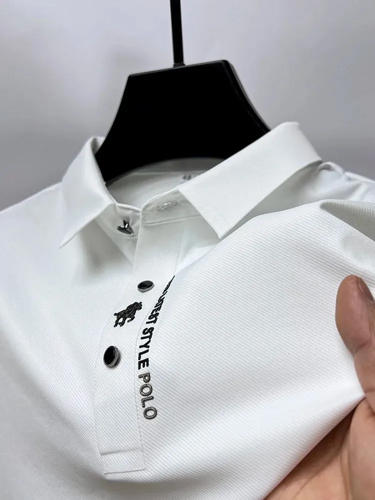High-End Breathable Seamless Polo Shirt with Embroidery