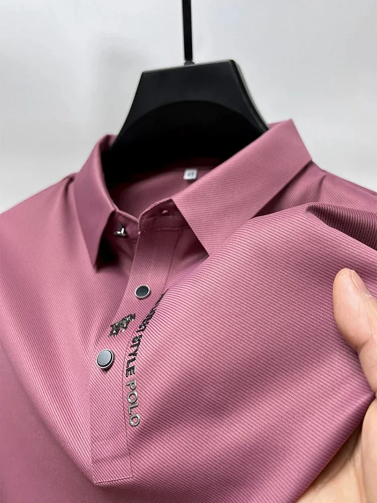 High-End Breathable Seamless Polo Shirt with Embroidery