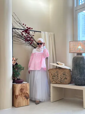 Joy Drawstring Blouse 2.0 in Pink Gingham (NEW!)