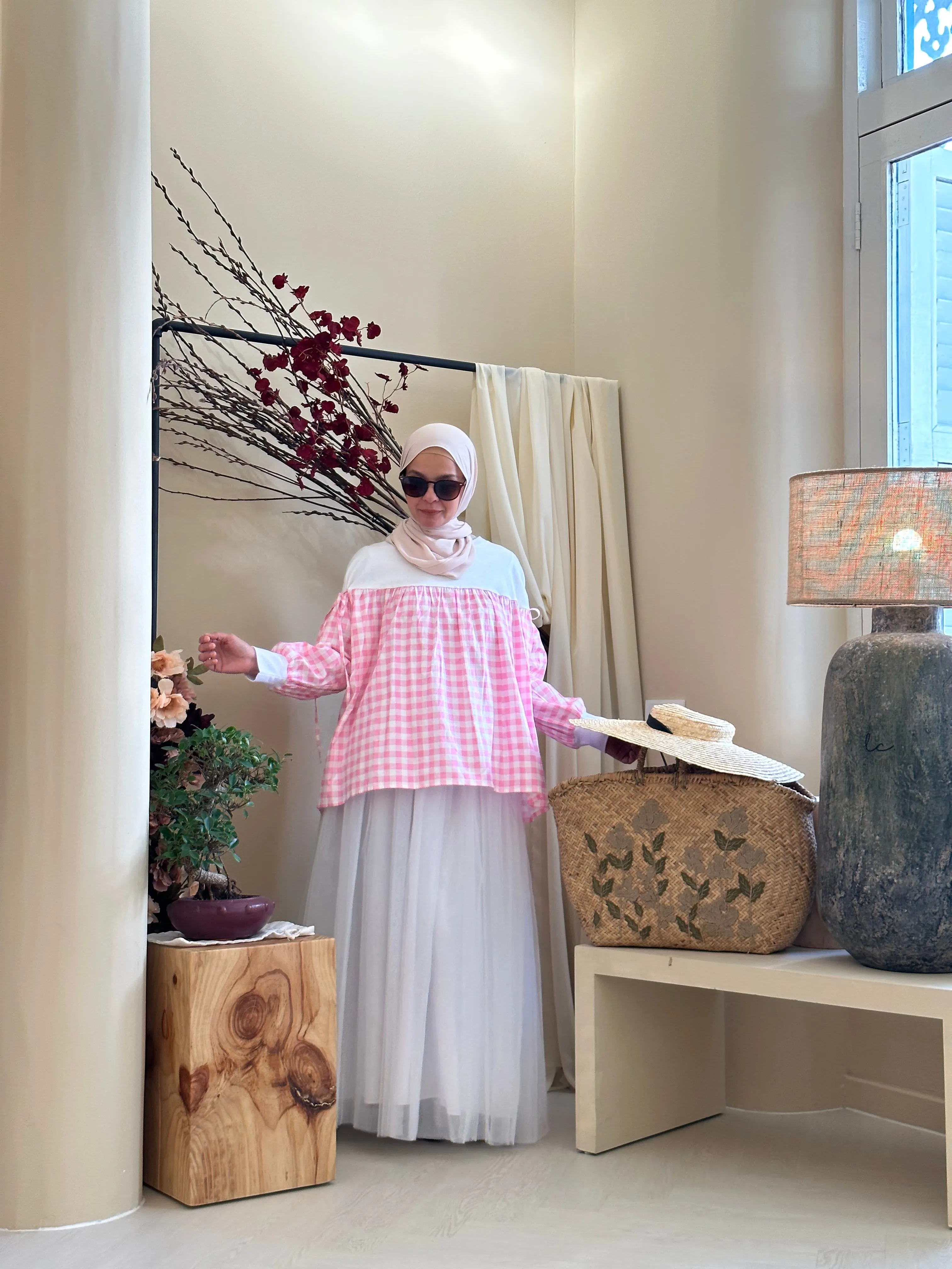 Joy Drawstring Blouse 2.0 in Pink Gingham (NEW!)