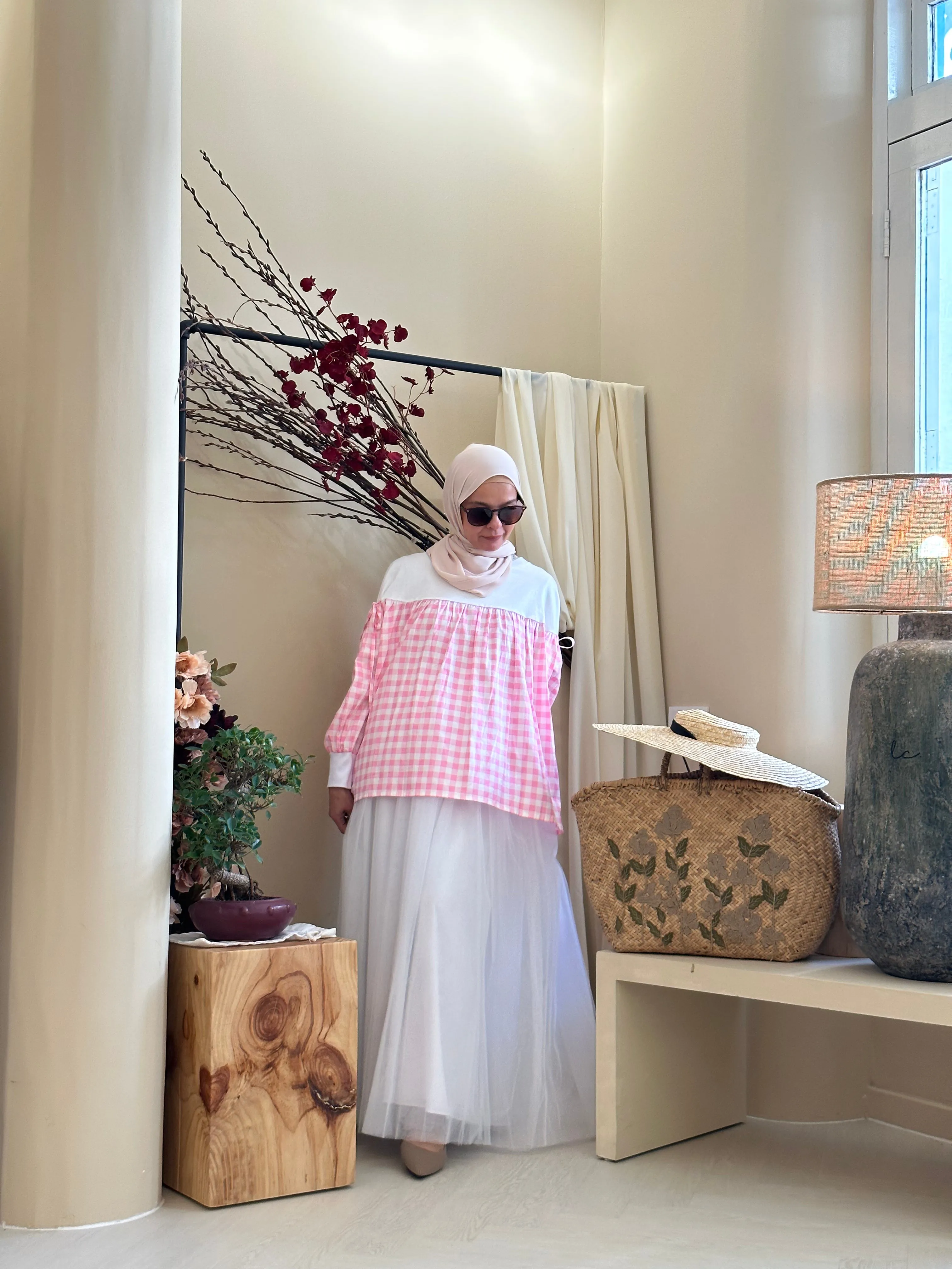 Joy Drawstring Blouse 2.0 in Pink Gingham (NEW!)
