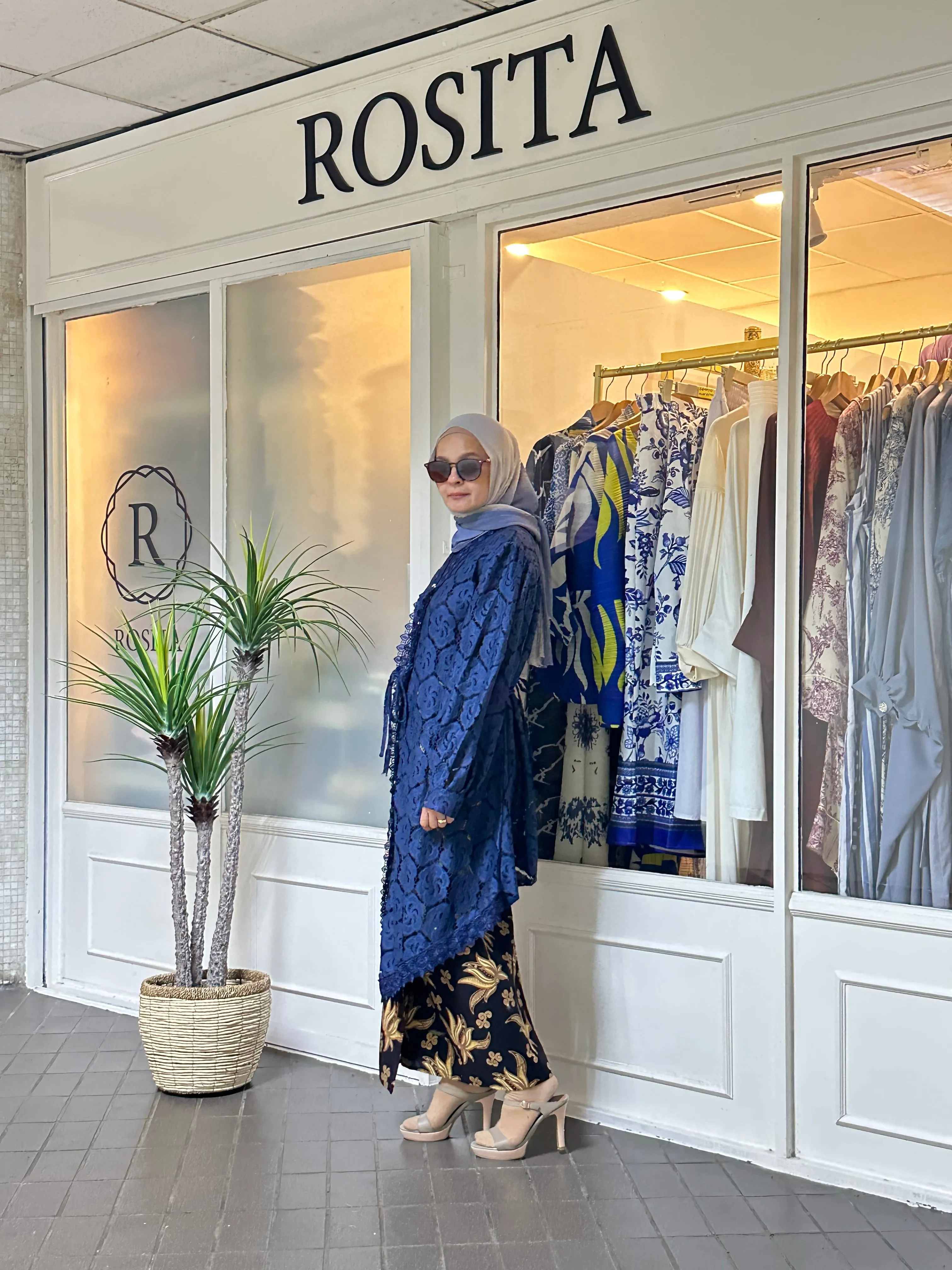 Kebaya Rani Lace Kebaya Top in Navy Blue (NEW!)
