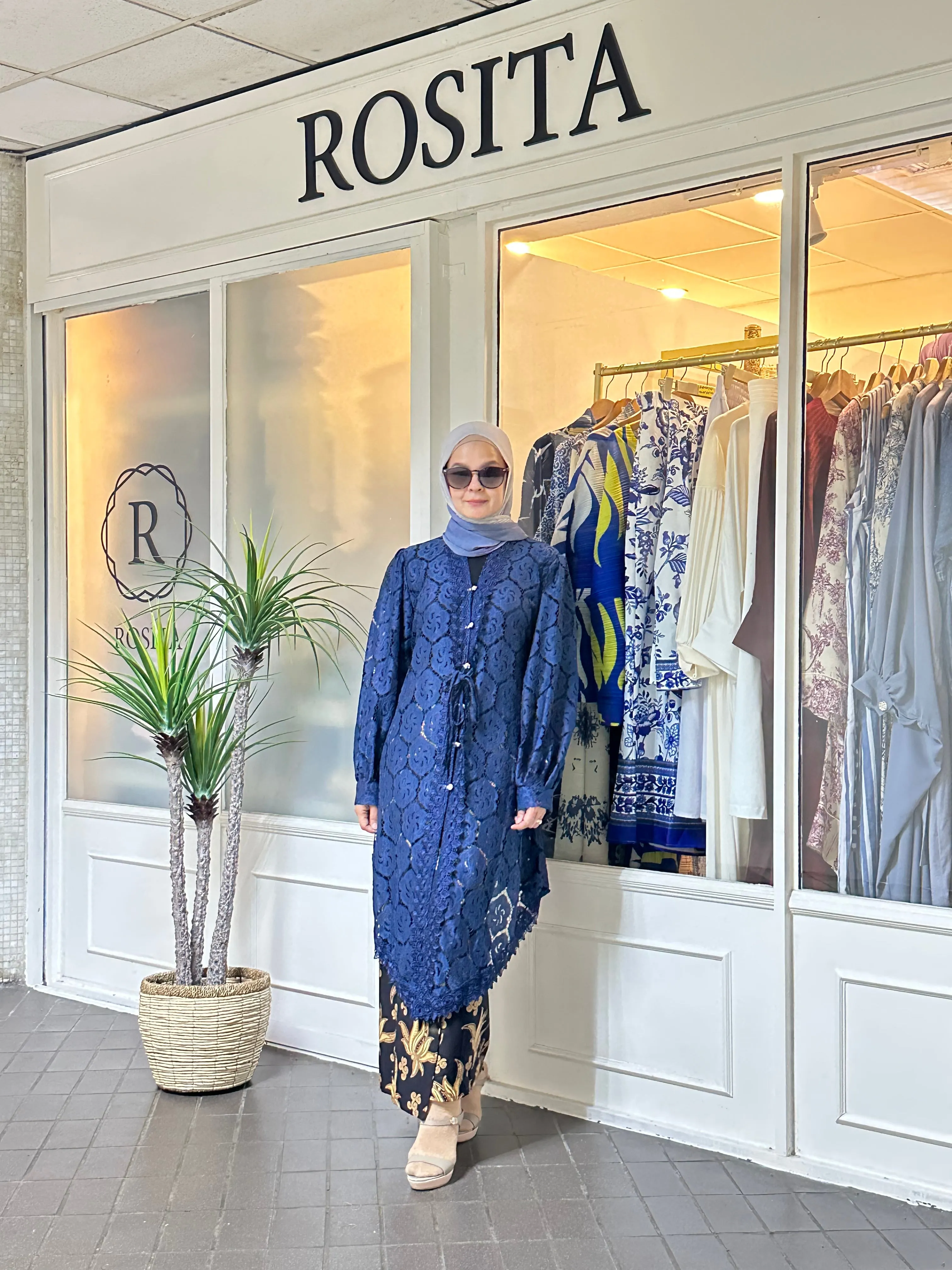 Kebaya Rani Lace Kebaya Top in Navy Blue (NEW!)