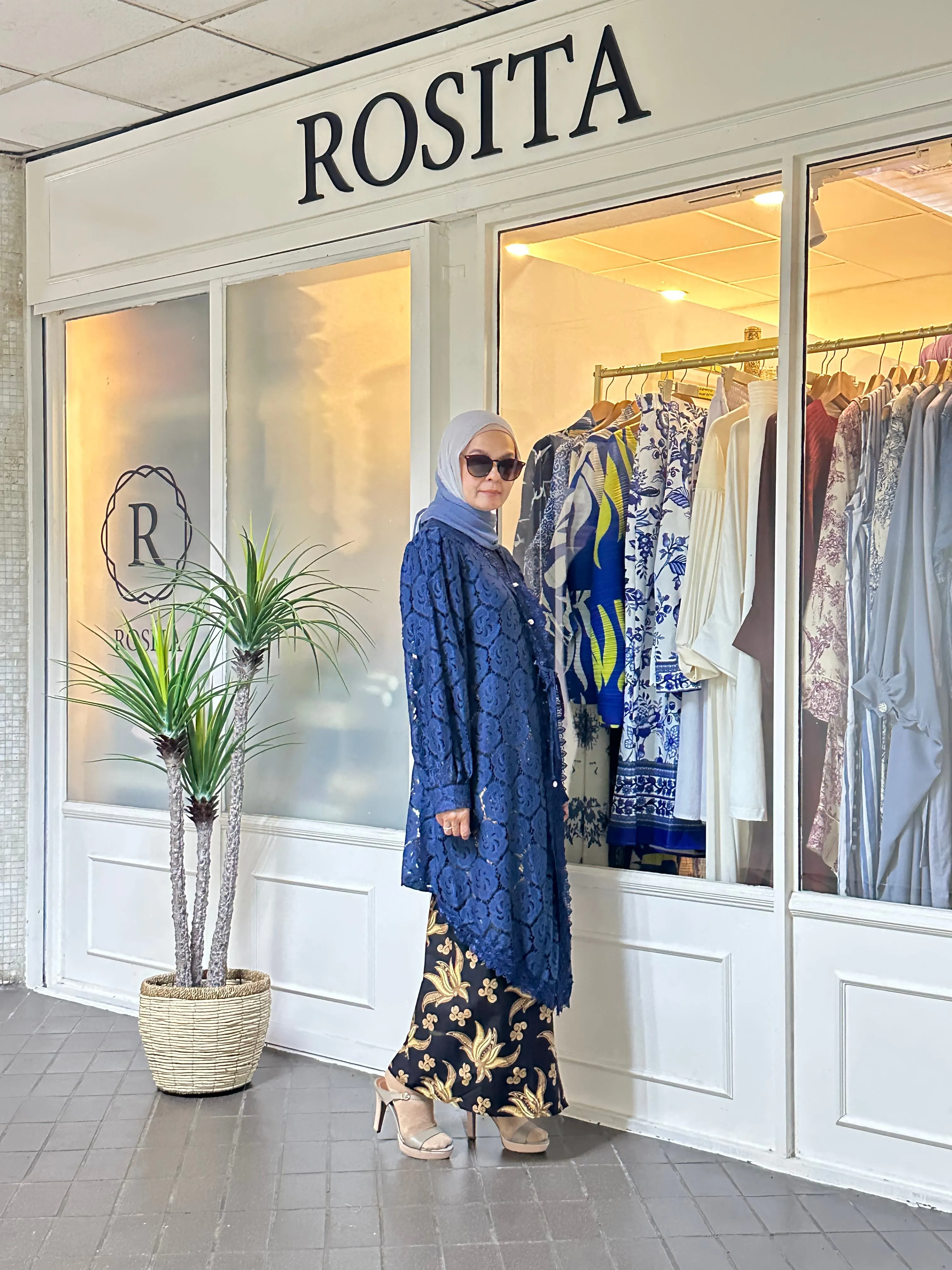 Kebaya Rani Lace Kebaya Top in Navy Blue (NEW!)