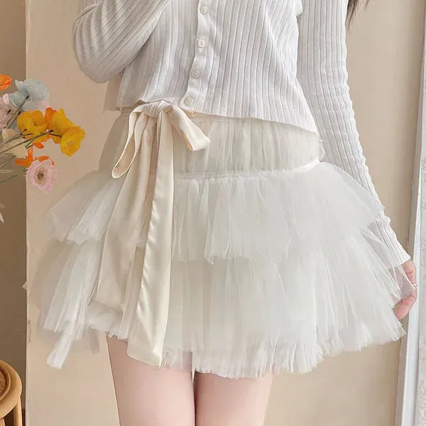 Lace Bow Gauze Skirt AD21102