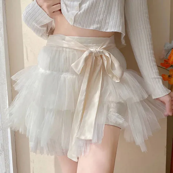Lace Bow Gauze Skirt AD21102