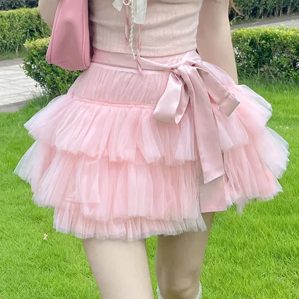Lace Bow Gauze Skirt AD21102