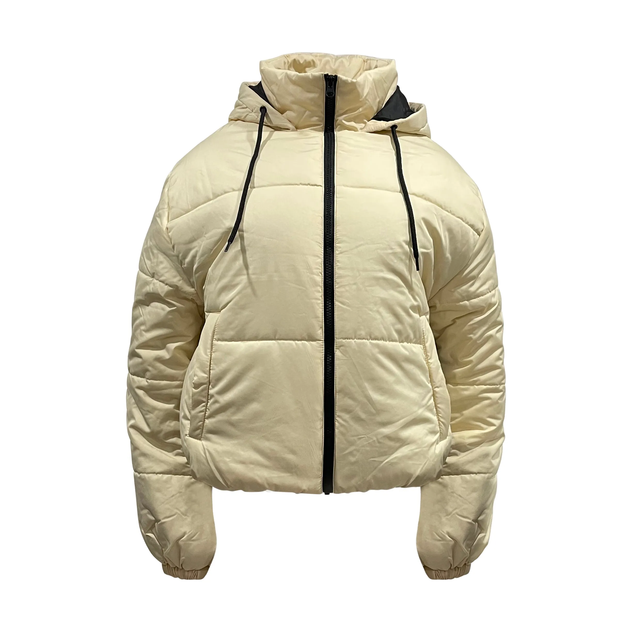 Ladies Cropped Puffer Bomber Jacket