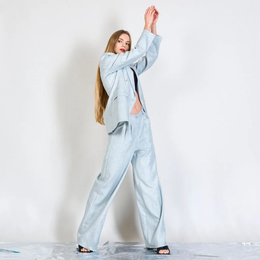 Laminated poule stitch trousers wholesale