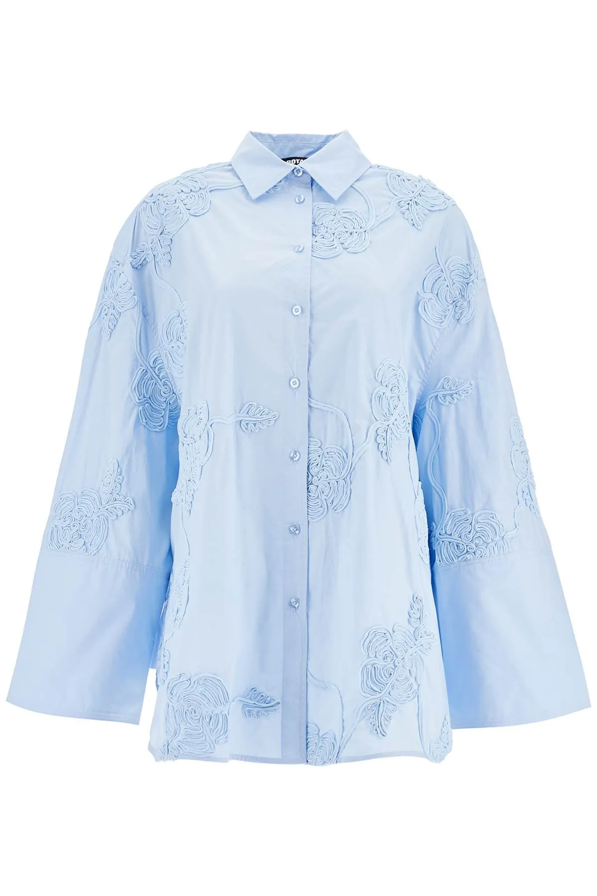 light blue cotton shirt with embossed floral pattern 1135232322 SKYWAY (BLUE)