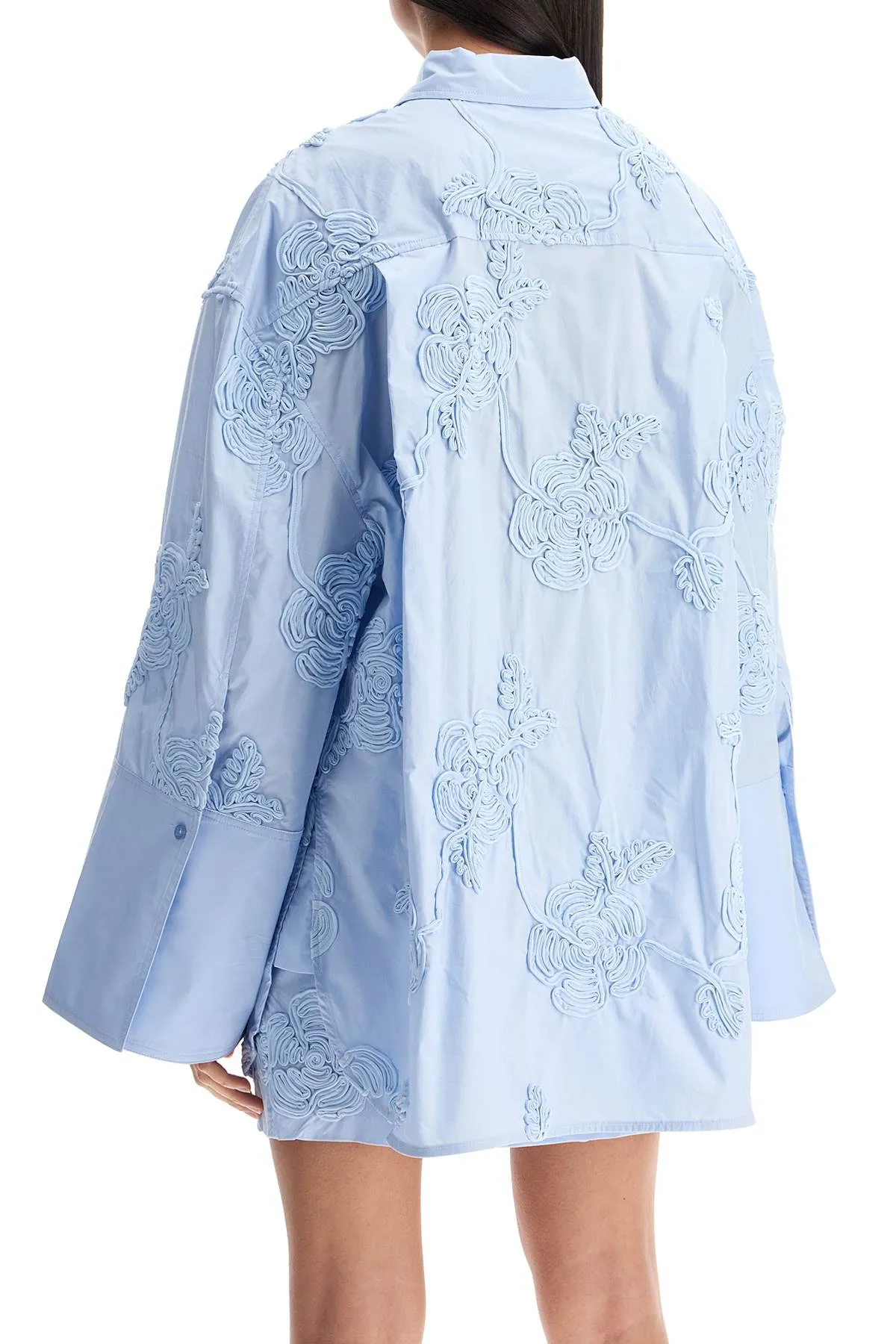 light blue cotton shirt with embossed floral pattern 1135232322 SKYWAY (BLUE)