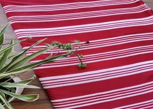 Maroon White Stripes Printed Poly Crepe Fabric