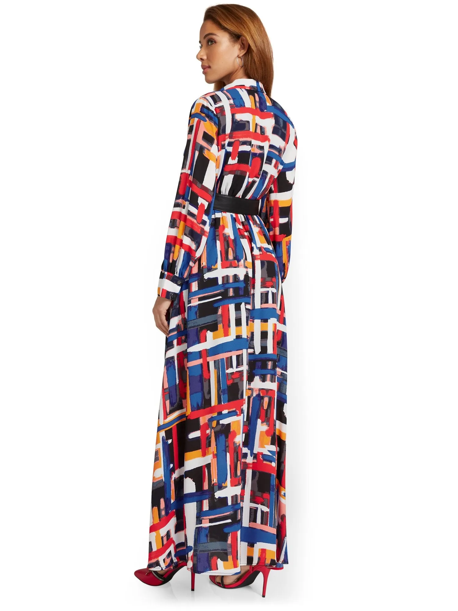 Petite Printed Maxi Shirtdress