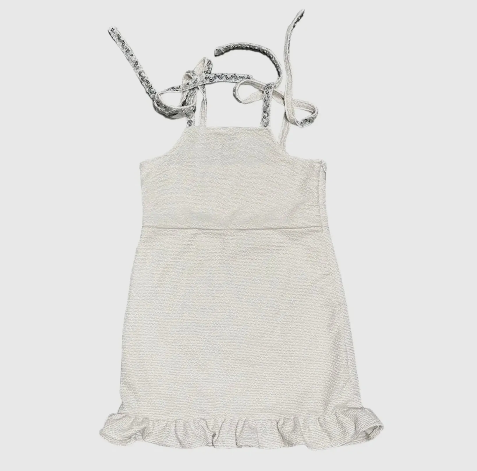 Pink Silver Tweed Ruffle Dress
