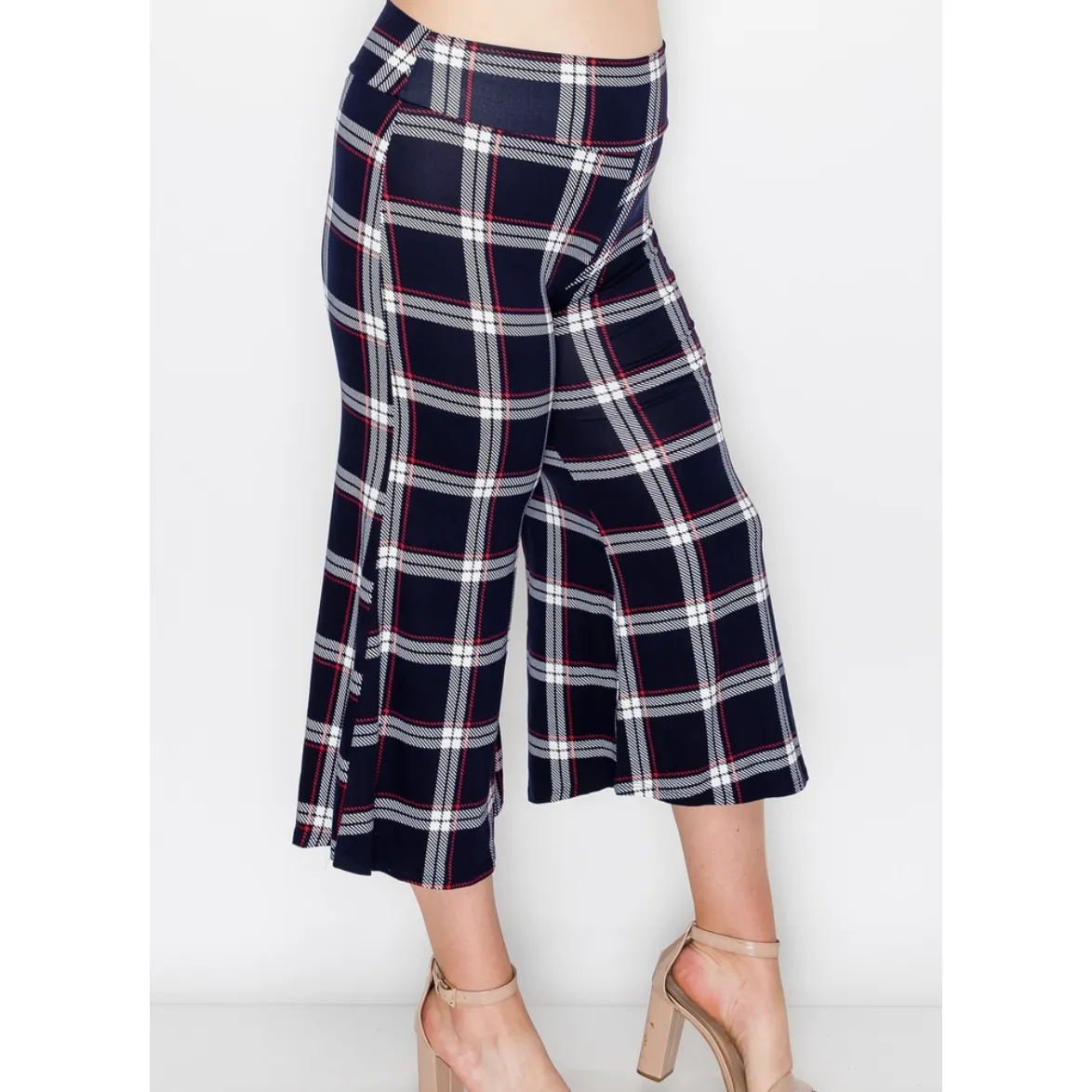Plaid Curvy Fit Cropped Flare Pants