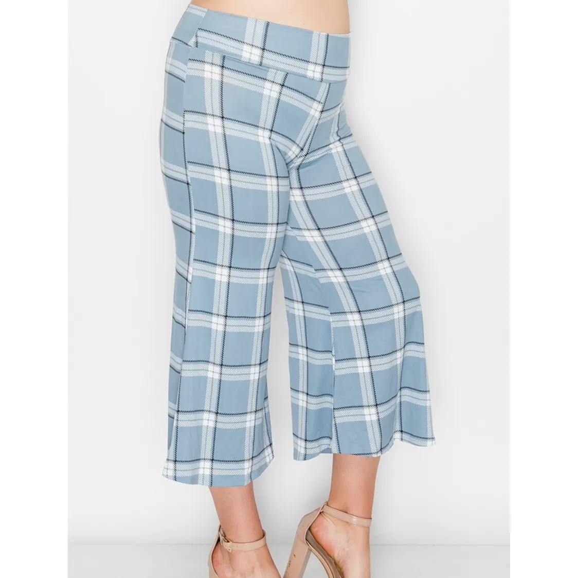 Plaid Curvy Fit Cropped Flare Pants